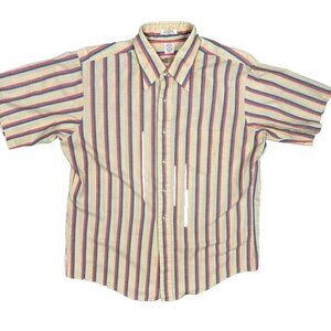 Vintage Donegal Traditional Short Sleeve Button Up Shirt Striped Large